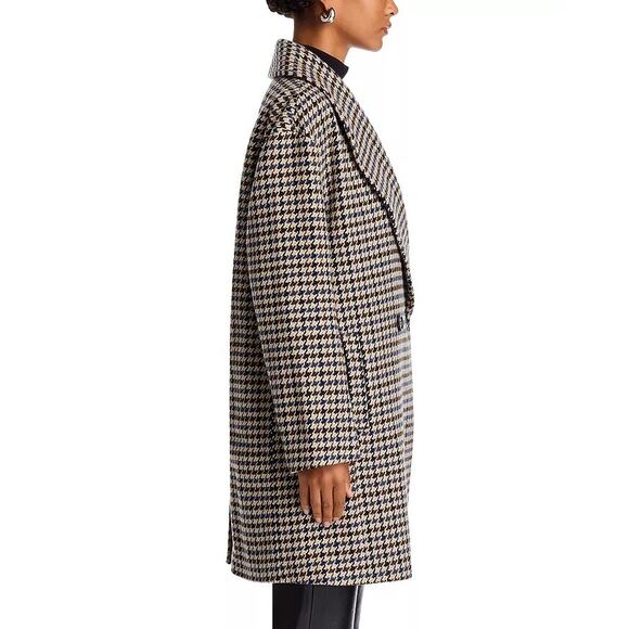 Bagatelle Women Brown Houndstooth Shawl Collar Oversize Mid Length Coat Size XL - Picture 3 of 7